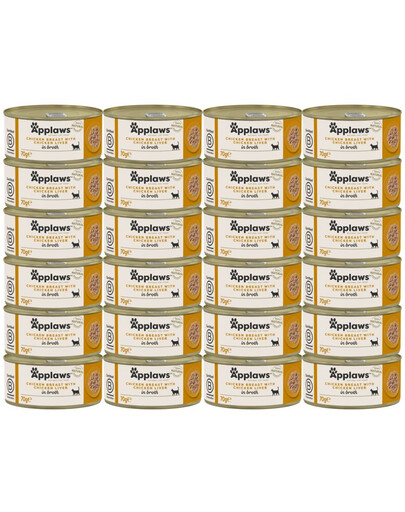 APPLAWS Cat Broth 24x70g vištiena su kepenėlėmis sultinyje drėgnas maistas katėms