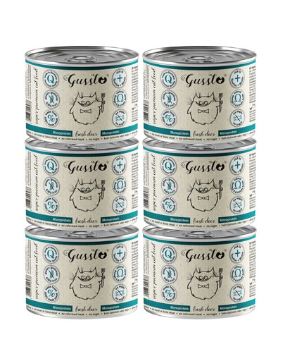 GUSSTO Fresh Deer 6x200 g świeży jeleń, monoproteinowa mokra karma dla kotów