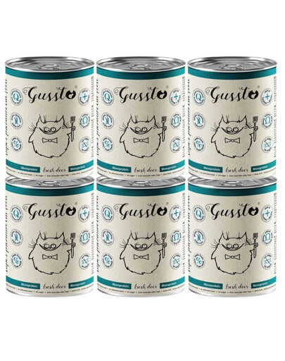 GUSSTO Fresh Deer 6x400 g świeży jeleń, monoproteinowa mokra karma dla kotów