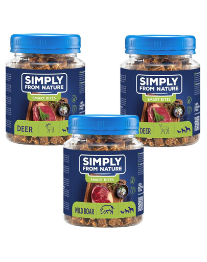 SIMPLY FROM NATURE Smart Bites Trenerki Mix smaków z dziczyzną 3 x 130g