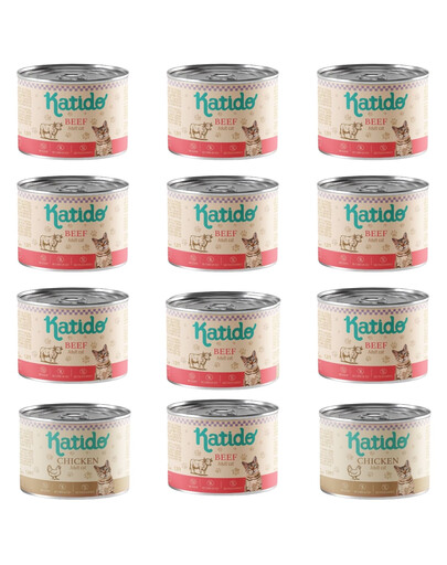 KATIDO su jautiena 12 × 200 g – drėgnas ėdalas katėms