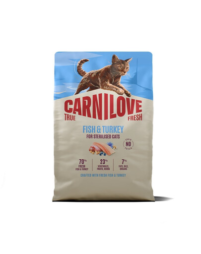 CARNILOVE True Fresh Cat Fish and Turkey Sterilised 2 kg ryba i indyk, dla kotów po sterylizacji