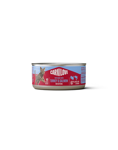 CARNILOVE Cat Can Paté Turkey and Salmon for Kittens 6x100 g su kalakutų ir lašiša, paštetas kačiukams