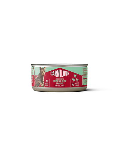 CARNILOVE Cat Can Paté Chicken, Duck and Pheasant 6x100 g su vištiena, antis ir fazanu, paštetas katėms