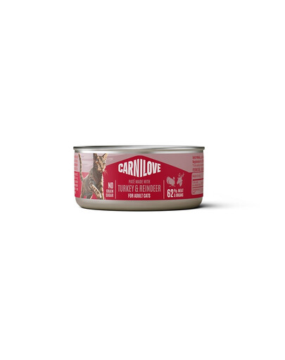 CARNILOVE Cat Can Paté Turkey and Reindeer 12x100 g su kalakutu ir elniu, paštetas katėms