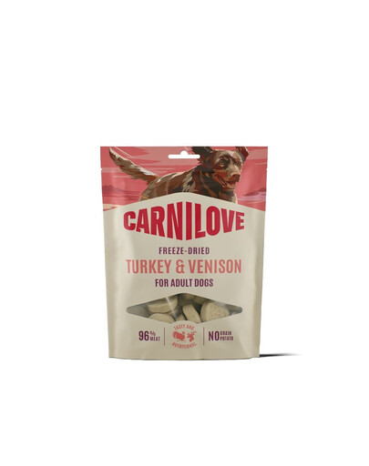 CARNILOVE Dog Freeze Dried Turkey and Venision 60g liofilizowane przysmaki z indykiem i dziczyzną dla psów