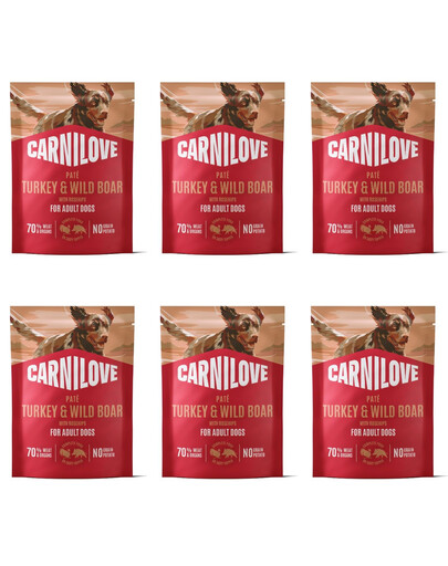 CARNILOVE Dog Pouch Turkey and Wildboar 6x300g karma mokra indyk i dzik dla dorosłych psów