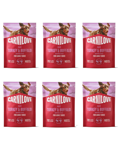 CARNILOVE Dog Pouch Turkey and Buffalo 6x300g šlapias maistas su kalakutiena ir bizonu suaugusiems šunims