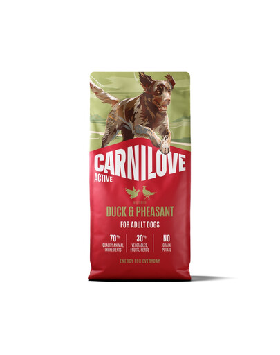 CARNILOVE Active Dog Duck and Pheasant Adult 12 kg antis ir fazanas šunims + CARNILOVE Dog Soft Snack Duck 2x200 g NEMOKAMAI