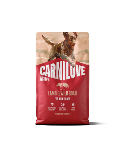 CARNILOVE Active Dog Lamb and Wild Boar Adult 4 kg ėrienos ir šerno mėsa šunims + CARNILOVE Dog Freeze Dried Lamb 60 g NEMOKAMAI