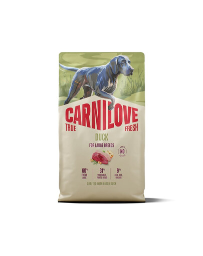 CARNILOVE True Fresh Dog Duck Junior Large 4 kg sucha karma ze świeżą kaczką dla juniorów dużych ras