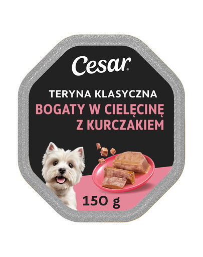 CESAR Classic Teryna su veršienos ir vištienos gabalėliais 150 g visavertis šlapias ėdalas suaugusiems šunims
