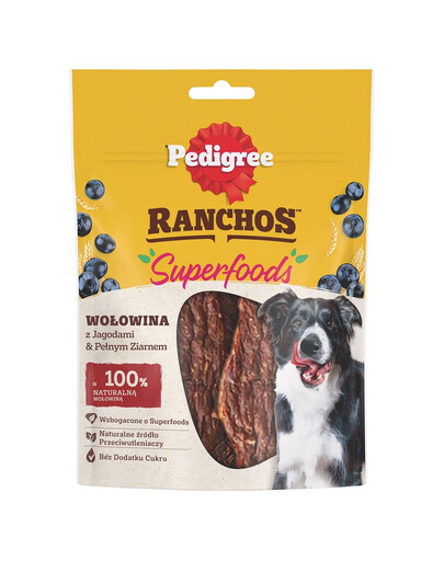 PEDIGREE Ranchos Superfoods su jautiena, uogomis ir neskaldytomis grūdų sėklomis, 7 x 70 g
