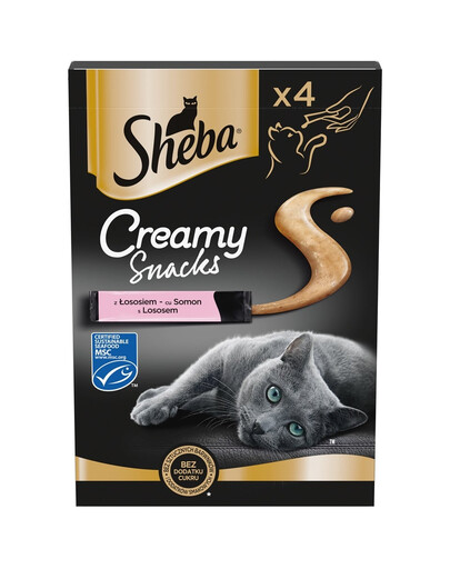 SHEBA Creamy Snacks kreminis kačių skanėstas su lašiša, 44 x 12 g
