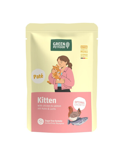 GREEN PETFOOD Kitten Paté with Chicken amd Salmon 85 g z kurczakiem i łososiem, pasztet dla kociąt
