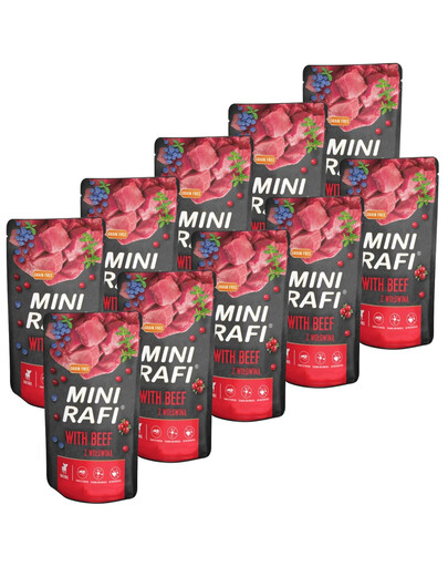 RAFI Mini su jautiena, 10 x 150 g, šlapias maistas mažų veislių šunims
