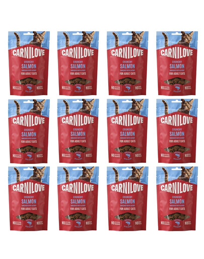 CARNILOVE Crunchy Snack Cat Salmon 12x50 g z łososiem i kocimiętką, chrupiący przysmak dla kotów