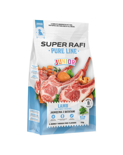 SUPER RAFI Pure Line Junior Avienos ir batatų 2x9 kg sausas maistas šuniukams