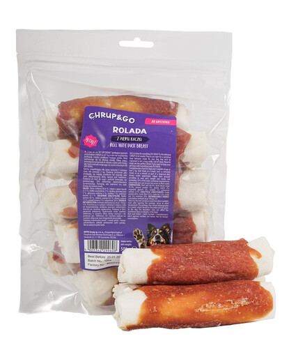 CHRUP&GO Ančių krūtinėlės rulonas 24 x 500 g – skanėstas šunims