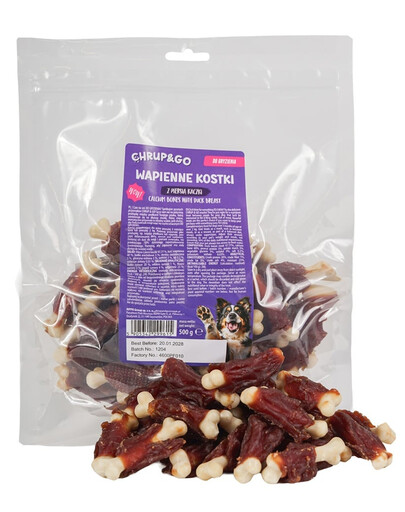 CHRUP&GO Kalcio kauliukai su antienos krūtinėle, 24 × 500 g – skanėstas šunims