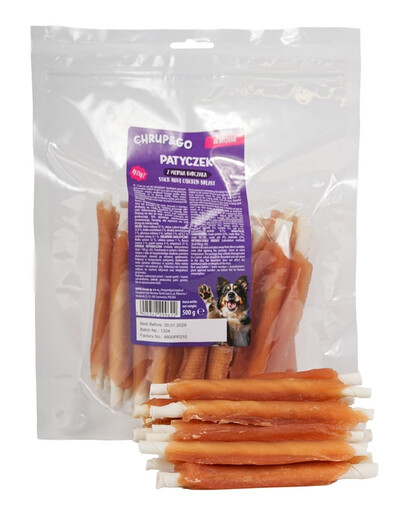 CHRUP&GO Vištienos krūtinėlės gabaliukai su kauleliais, 24 x 500 g – skanėstas šunims