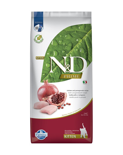 FARMINA N&D Prime Kitten 2x10 kg vištiena su granatų vaisiais