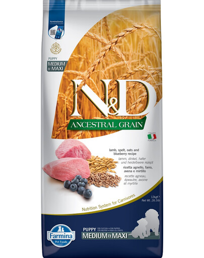 N&D Low Grain Dog Lamb & Blueberry Puppy Medium & Maxi 12 kg