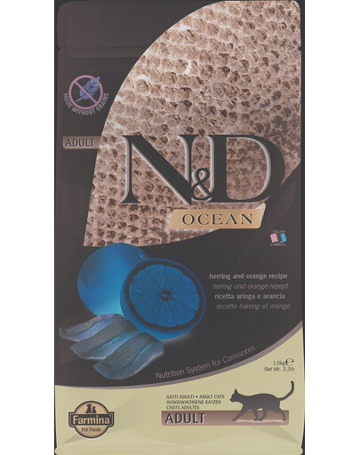 N&D Ocean Cat adult herring and orange śledź i pomarańcza 5 kg