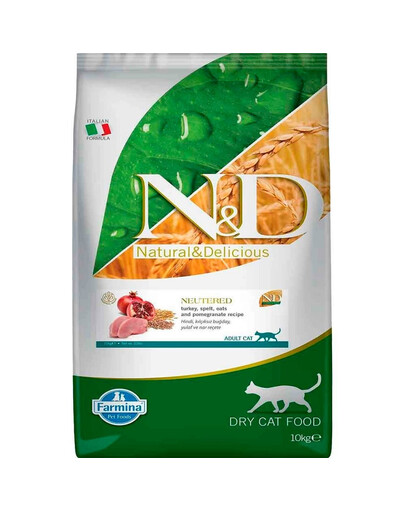 FARMINA N&D Ancestral Adult Cat Neutered 2x10 kg kalakutas, spelta, avižos ir granato vaisius