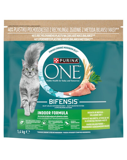 PURINA ONE Bifensis Indoor Formula 1,4 kg bogata w indyka, karma dla dorosłych kotów