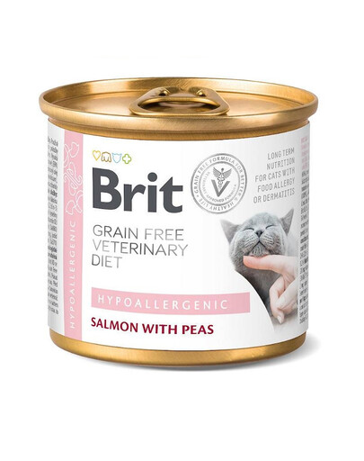 BRIT Veterinary Diet Hypoallergenic Salmon&Pea katėms, sergančioms alergija 12x200 g