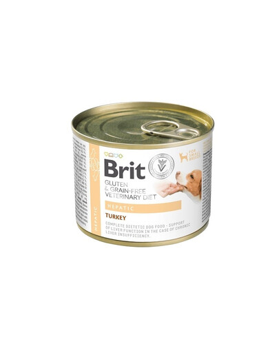 BRIT Veterinary Diet Grain Free Hepatic 12x200 g kalakutiena su žaliaisiais žirneliais šunims, sergantiems kepenų ligomis