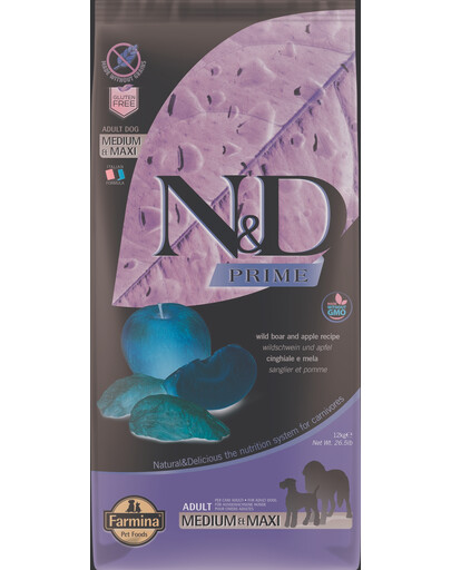 N&D Prime Dog Adult medium & maxi Wild boar & apple 12 kg