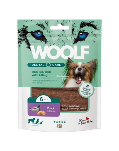 Woolf Dental Bars Duck & Pear 108g – Antis su kriauše šunims – sausas skanėstas dantims