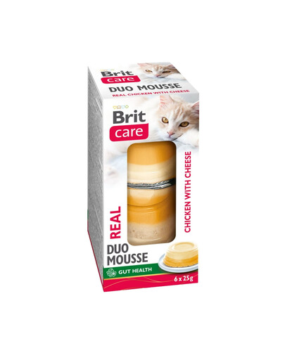 BRIT Care Cat Double Layer Mousse Real Chicken with Cheese 6x25 g katėms skirtas vištienos ir sūrio musas