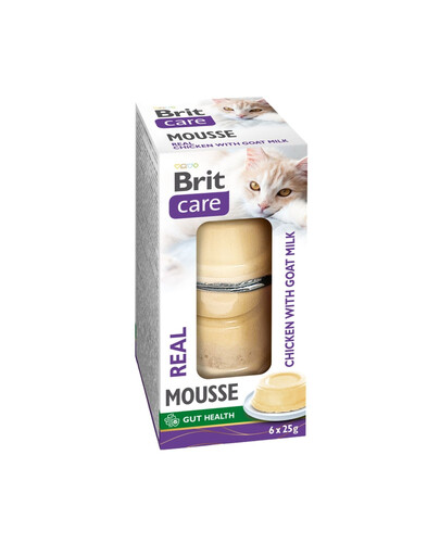 BRIT Care Cat Mousse Real Chicken with Goat Milk 6x25 g katėms skirtas musas su vištiena ir ožkos pienu
