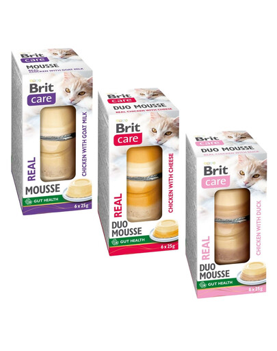 BRIT Care Cat Double Layer Mousse Real Mix smaków z kurczakiem 18x25 g mus dla kotów