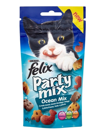 FELIX Party Mix Ocean skanėstai lašišų, menkių ir upėtakių skonio 60 g