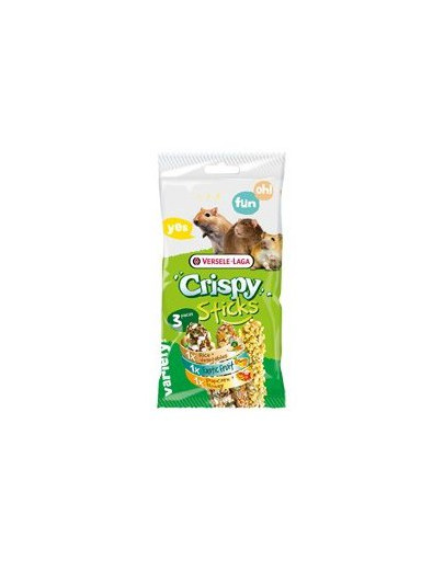 Versele-Laga Crispy Sticks Omnivores Triple Variety Pack 165 g 3 burbuolės žiurkėnams, pelėms ir žiurkėms