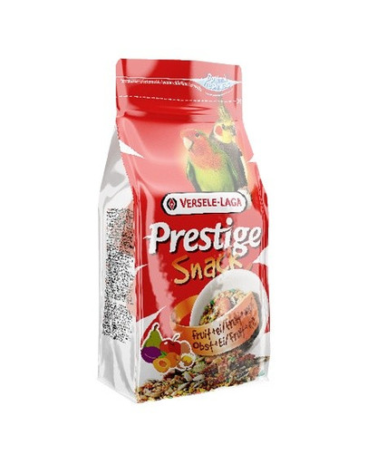 Versele-Laga Prestige Snack Parakeets 125 g - skanėstas su sausainiais ir vaisiais vidutinėms papūgoms