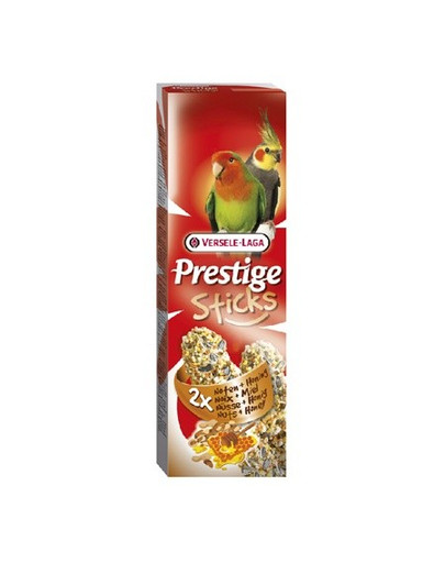 Versele-Laga Prestige Sticks Big Parakeets Nuts & Honey 140 g - burbuolės su riešutais ir medumi vidutinėms papūgoms