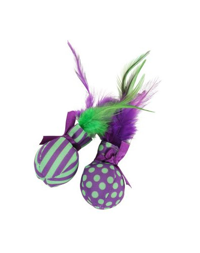 Zolux žaislas katėms Candy Toys kamuoliukas ir plunksna su katžole bei garsu violetinis