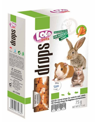Lolo Pets Carrot Drops maistas graužikams 75 g