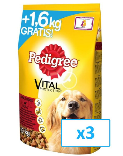 PEDIGREE hovězí a drůběž 10 kg x 3 (30 kg)
