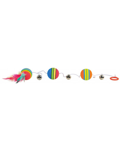 Trixie spalvoti 3 kamuoliukai ant valo su pluksnomis