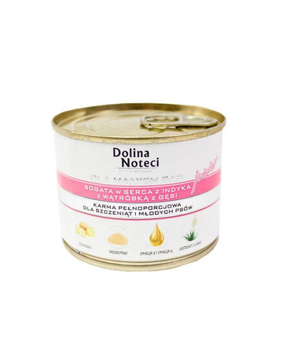 Dolina Noteci Premium Junior mažoms veislėms su kalautienos širdelėmis ir žąsų kepenėlėmis 185 g