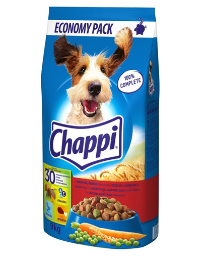 CHAPPI sausas šunų maistas su jautiena ir vištiena 9 kg