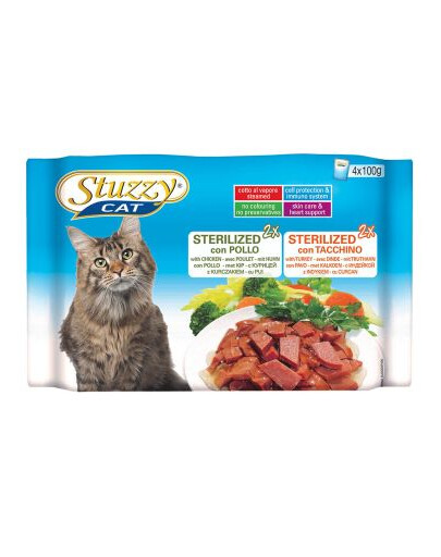 Stuzzy Multipack 2 X Sterilized su vištiena ir 2 X Sterilized su kalakutiena (100 g X4)