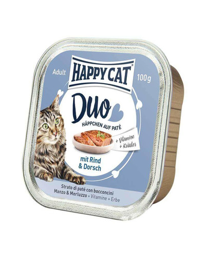 Happy Cat Duo paštetas jautiena ir menke 100 g
