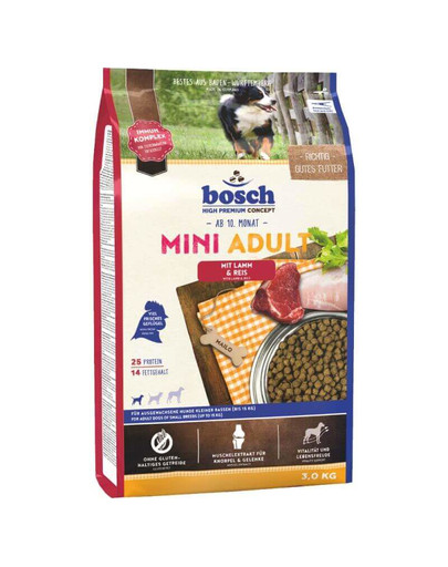 Bosch Mini Adult su ėriena ir ryžiais 3 kg